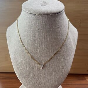 Simple Gold Tone Faux Crystal Sparkling Block Abstract Triangle Pndant Necklace